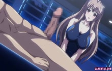 Anime cutie in swimsuit gives tittyfuck