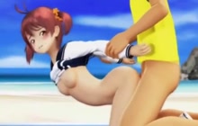 Anime honey having sex on the beach