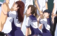 Hentai schoolgirls sucking and fucking